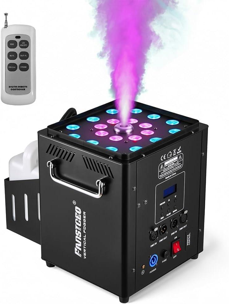 Vertical Fog Machine 1800W with Remote & DMX Control, Timer Function - Perfect for Stage Performances, Halloween, Gender Reveal Parties