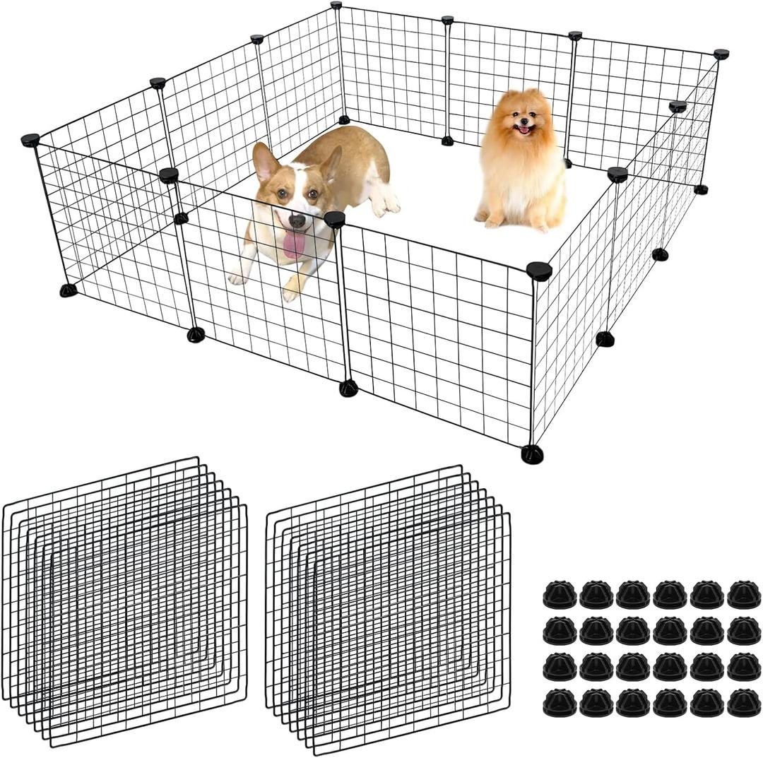 Dog Playpen 12Panels,43.7x43.7x13.8 inches Pet Play Pen House for Medium/Small Dogs Adjustable Dogs Guinea Pig Cage Fence Pen