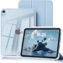 Case for iPad Air 11 inch M3/M2(2025/2024), iPad Air 5th/4th Generation (2022/2020) 10.9 inch with 2-in-1 Sliding Detachable Clear Cover, Protective Soft TPU Frame, Auto Wake/Sleep(Light Blue)