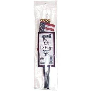 Annin Flagmakers 230638 4 x 6 in. United States Hand Flag - Pack of 4