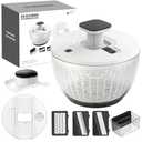 Salad Spinner Large, Lettuce Spinner, Fruits and Vegetables Washer with 4 Blades Slicer, One-handed Easy Press Large Vegetable Dryer Salad Mixer, 5 Quart Capacity, Grey