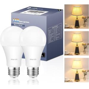3 Way Light Bulbs 50 100 150 Warm White, A19 3000K, 5/10/15W Energy Saving 500 1000 1500 Lumens, E26 Base LED Bulbs Perfect for Reading, 2 Pack