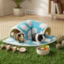Avont Guinea Pig Hideout Tunnel Bed, Large Washable Hideaway House with Play Tunnel for Small Animals, Chinchillas Hamsters Chipmunks Dwarf Rabbits Rats -Cloud