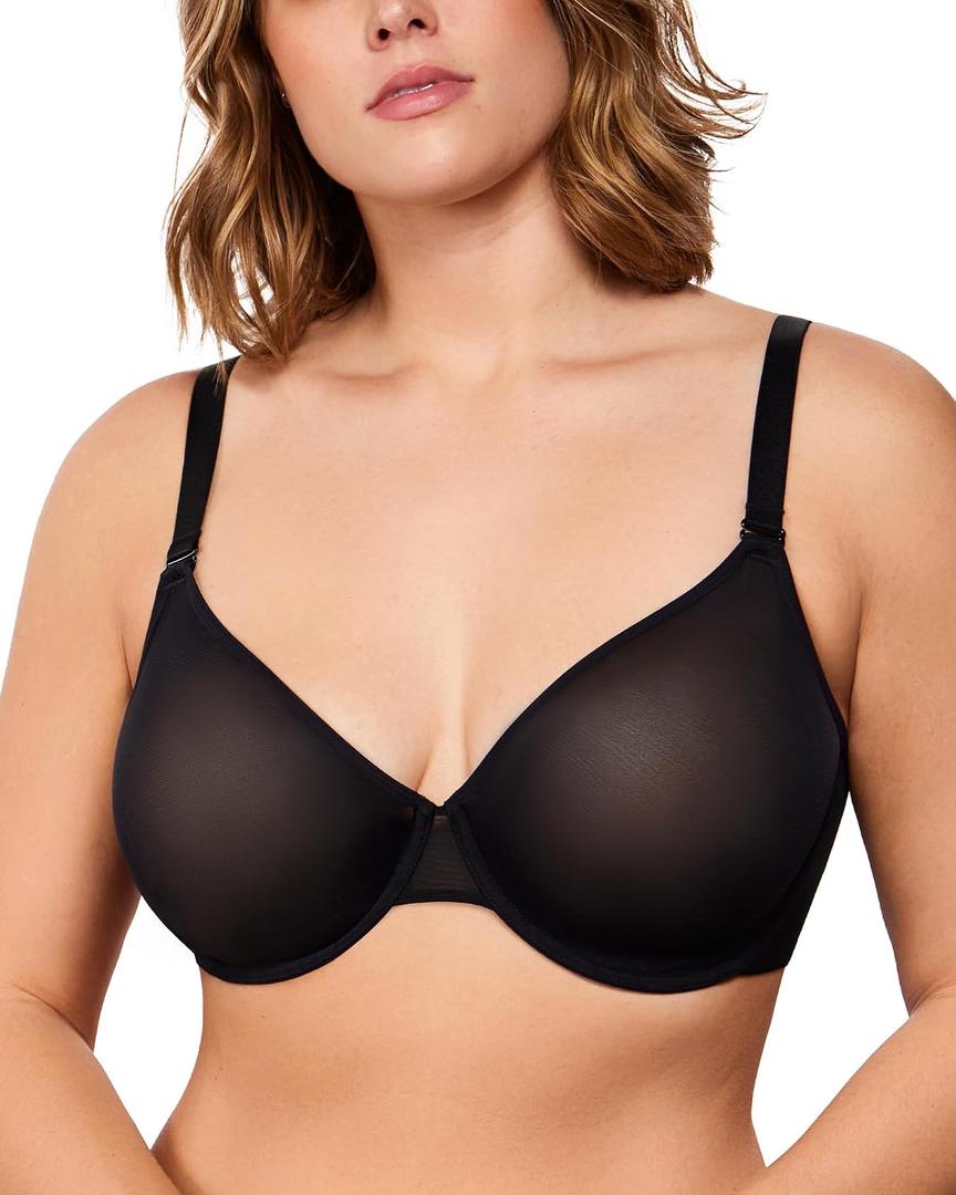 HSIA Minimizer Bras for Women Seraphina Full Coverage Underwire Unlined Mesh Plus Size Convertible Bra for Big Busted Solid, Black, 36DDD