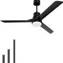 BECLOG Ceiling Fans with Lights and Remote, 52 Inch Ceiling Fan Outdoor Indoor Black Noiseless Reversible DC Motor for Patio Farmhouse Bedroom (52" black light)