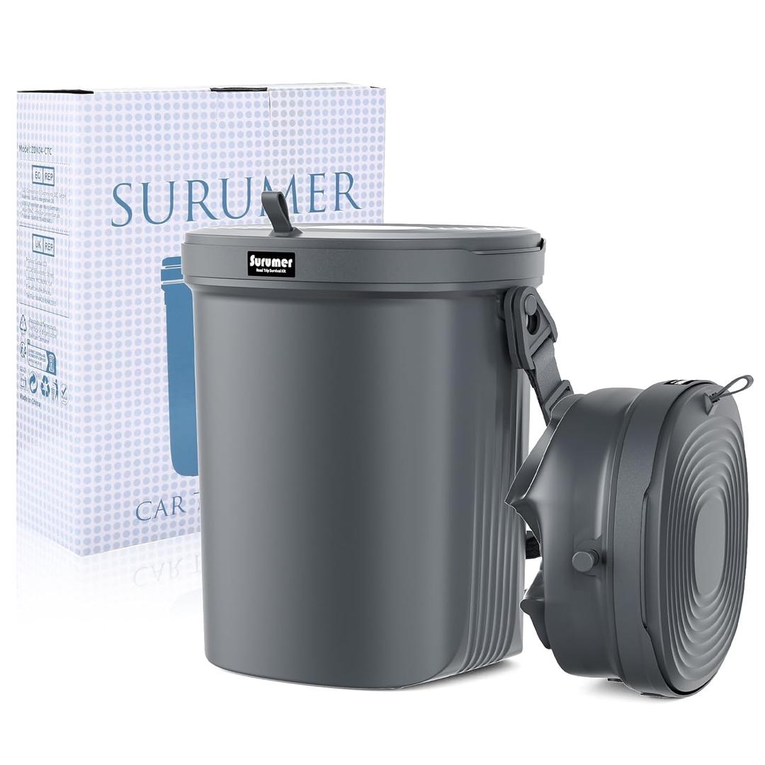 2 Gallon Silicon Car Trash Can with Lid - 100% Leak-Proof Trash Bin, Waterproof Garbage Can, Gifts for Men and Women (dark grayish blue)
