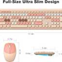MOFII Wireless Keyboard Mouse Combo, Colorful Compact Full Size Wireless Keyboard and Mouse Set 2.4G Ultra-Thin Sleek Design for Windows, Computer, Desktop, PC, Notebook- Milk Tea Colorful
