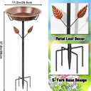 37.8In Metal Bird Bath for Outside, Vintage Birdbaths Removable Feeder Bowl with 5 Prongs Base Stake, Easy to Clean Birdfeeder for Outdoors Garden Yard Lawn Decor(Vintage Brown, Leaf)