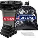 40 to 45 Gallon Trash Bags Heavy Duty | 250 Trash Bags, Twist Ties | Black, Serious Garbage Cleanup | Large Garbage Bags with Twist Ties, Made in USA | SuperValue