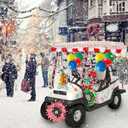 Christmas Golf Cart Decoration Kit Golf Cart Christmas Decorations Kit Parade with Car Wreath Inflatable Gingerbread Man string candy canes Balloons Wreath Decorative Tasses