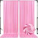 10 x 7 Feet Pink Backdrop Curtain for Partie, Background Curtains for Photoshoot, Birthday, Wedding, Halloween, Thanksgiving, Christmas, New Year Party Decorations 5Ft x 7Ft, 2 Panels