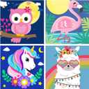 MXCFZX 4 Pack Paint by Numbers for Kids - Paint by Number for Kids Beginners Easy Acrylic Watercolor Paint Numbers Canvas Arts for Kid Ages 4-8,Oil Painting by Number Kits for Decoration 8x8 frameless (BPN-B-20X20)