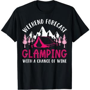 Weekend Forecast Glamping Funny Glamper Camping T-Shirt (Small)