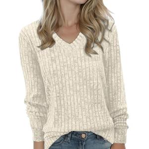 Womens Sweaters Tunics Tops V Neck Long Sleeve Shirt Lightweight Ladies Pullover Sweaters Dressy Casual Fall Winter Spring Trendy Fashion Blouses Tops, Size: XL