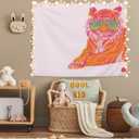 ignytiger Orange Tiger Wall Tapestry, Trendy Preppy Room Decor Tapestry Wall Hanging for Teen Girls Bedroom Dorm Apartment, Girly Room Decor, Preppy Gifts for Women, 50x60 Inch