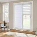 Tingjoo 2 Set 24 x 84 Inch Self Adhesive Zebra Blinds for Sliding Door Adjustable French Door Cordless Blind Sheer Shades Light Filtering Privacy Blinds 2 Ways to Install White for French Doors