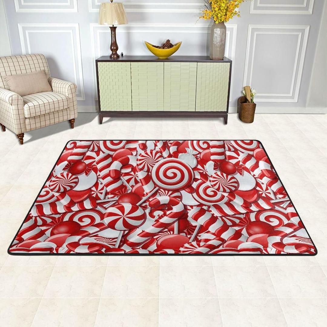 Christmas Sweets Bath Mat for Bathroom Non Slip Candy Canes Bath Rugs for Tub Shower Sink Washable Kitchen Mat Rug for Floor Absorbent Door Mat Outdoor Indoor Entrance for Home Office Farmhouse 36X24