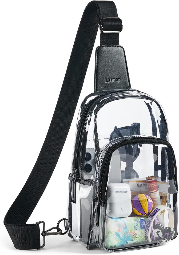 LATMAP Clear Bag for Stadium Events, Clear Purse for Women Stadium Crossbody Bag, Transparent Bag for Concerts Sports