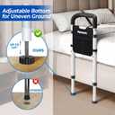Bed Rails for Elderly Adults Safety - ASTM Approved Adjustable Bed Cane Supports 350LBS with Non-Slip Grip & Storage Pocket, Stable Bed Assist Rails for Seniors, Tool-Free