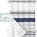 No Hook Shower Curtain with Snap in Liner Set,Abstract Geometric Stripes Waterproof Fabric Shower Curtains Simple Modern Minimalist Art Double Layer Bath Curtain for Bathroom,60Wx72H (Blue)