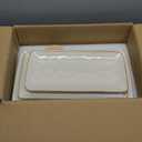 Famiware Serving Platter, Rectangular 15.67/14.1/12.6inch Serving Dishes for Entertaining, Microwave Dishwasher Safe, Stoneware Serving Trays for Party, Turkey, Cheese, Ocean Series, Vanilla White