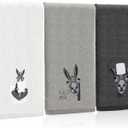 FuWeave 3 Pcs Funny Donkey Hand Towels Embroidered Donkey Farmhouse Decorative Bathroom Towels for Bathroom Kitchen Decor, 100% Cotton, 13.3 x 29.5''