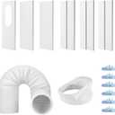 Portable Air Conditioner Window Vent Kit with 5.9" AC Exhaust Hose & Coupler, Adjustable Portable AC Window Vent Kit, Upgraded Seamless Window Panel Kit for Sliding Windows