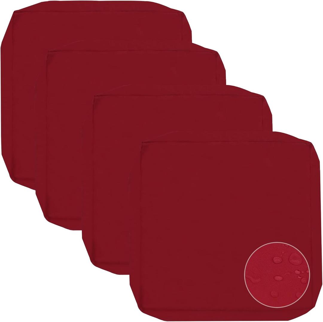 Sqodok Patio Cushion Covers 25x25 Waterproof Outdoor Cushion Covers Replacement 4Pack Patio Cushion Seat Slicovers for Sectional Sofa, Wicker Chair, Burgundy
