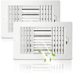2 Pack Air Vent Cover Ceiling Register, FanGoFast Wall Vent 3-Way Plastic Sidewall Ceiling Vent Covers Inlet w/Manual Adjuster for Home, Office, Bathroom, Toilet (10x6 Inch-Duct Opening)