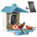 Smart Bird Feeder with Camera - 2K Bird Camera for Outdoors Solar Powered, Birdhouse with Al Identify Species, Instant Alert, Auto Capture, IP65 Waterproof, Ideal Gift for Dad Mom Bird Lovers, Blue