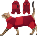 Cat Anxiety Jacket, Adjustable Cat Anxiety Suit with Zipper, Cats Anxiety Vest for Fireworks, Thunderstorm, Travel, Separation, Anxiety Calming Vest Wrap for Cats (Small, Red)