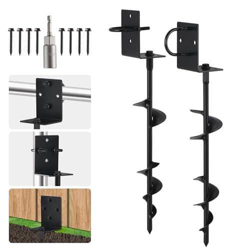 Multi-Purpose Ground Anchors, Trampoline Stakes Screw in, Fully Welded Anchors Stakes Heavy Duty 20'', Solid Anchors for Trampoline, Swing Set, Carport, Shed, More, Mobile Home, Set of 2