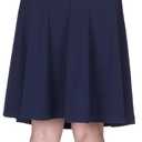 Dani's Choice Impeccable Elastic High Waist A-line Full Flared Swing Skater Knee Length Skirt (Blue, XL)