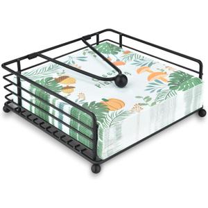 Napkin Holder for Table & Kitchen - Modern Flat Napkin Dispenser for Home & Outdoor Dining, Paper Napkin Holders with Weighted Arm for Easy Access - Keep Your Dining Area Tidy and Organized