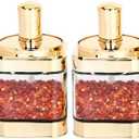 Glass Condiment Spice Jars, 2PC Container with Lids and Spoons, Sugar Bowls Seasoning Box Set, Best Spice jar for Your Home, Kitchen, Counter (Gold(11oz/320 ml))