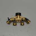 Twinkle Star 4 Way Heavy Duty Brass Garden Hose Splitter, Hose Connector 3/4", Hose Spigot Adapter with 4 Valves (1 Pack)