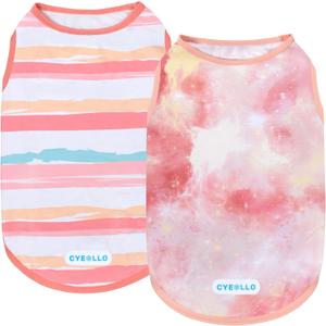 cyeollo 2pack Dog Cooling Shirt, Breathable Sleeveless Summer Clothes for Dogs, Intant Cool T Shirts for Small Dogs, Pink XL