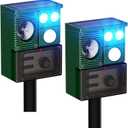 2 Packs Ultrasonic Solar Powered Animal Repeller, Cat Repellent Outdoor with USB Recharging, Waterproof Ultrasonic Deer Repellent Motion Activated Repel Dog, Squirrel, Deer, Raccoon, Skunk, Rabbit