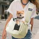 Dog Carrier Sling for Small Dogs & Cats Hand-Free Puppy Sling Purses with Storage Bag and Adjustable Shoulder Strap, Pet Sling Carrier Up to 8.8 Lbs (Yellow)