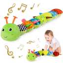 Sumobaby Infant Baby Musical Stuffed Animal Activity Soft Toys with Multi-Sensory Crinkle, Rattle and Textures, for Tummy Time Newborn 0-3-6-12 Months Boys, Girls, Caterpillar (Green - Leaf)