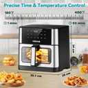 DEIME Air Fryer 10.2 QT, 1700W Large Capacity with 10 Preset, Visual Cooking Window, Non-Stick Basket, Recipe Included (Silver)