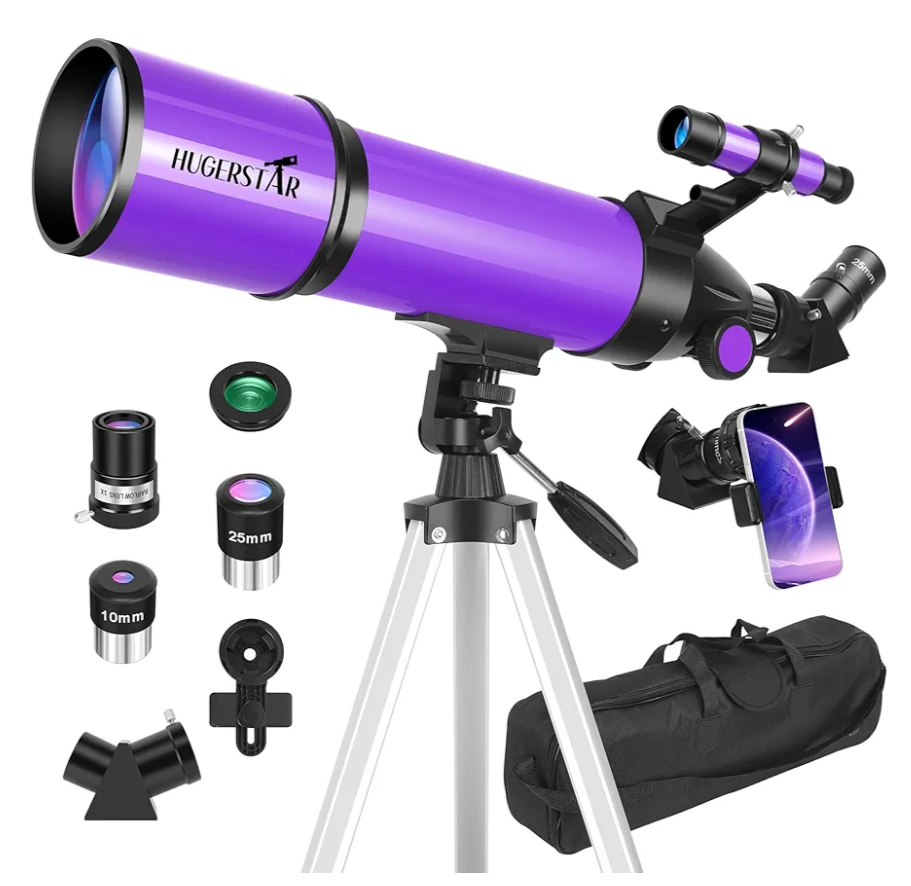 Telescope, Telescope for Adults & Kids & Astronomy Beginners, 80mm Aperture 600mm Portable Refractor Telescopes Fully Multi-Coated Optics with AZ Mount Tripod, Phone Adapter and Moon Filter