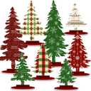 Namalu 16 Pcs Christmas Table Decorations Christmas Tree Centerpieces Buffalo Plaid Snowflakes Table Top Centerpiece for Home Indoor Xmas Winter Holiday Party Supplies Decor (Joy)