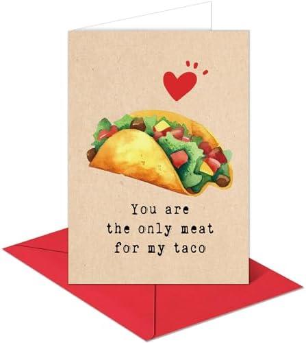 Anvianthor Anniversary Card to Husband - 5 x 7 in Funny Valentines Card for Him, Punny Taco Fathers Day Cards for Husband Boyfriend Fiance Man, Cute from Wife Girlfriend, Set of 3