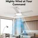 Orison Ceiling Fans with Lights, 52 inch Low Profile Ceiling Fan with RGB Backlight, Flush Mount Ceiling Fan with Remote and App Control,White Bedroom Fan, 6 Speeds, 5 Reversible Blades (White)