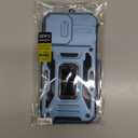 DEERLAMN Case for iPhone 16 with Slide Camera Cover+Screen Protector (2 Packs), Rotated Ring Kickstand Military Grade Shockproof Protective Cover-Light Blue