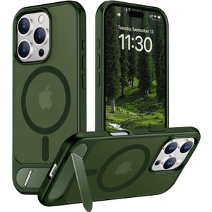 Magnetic Compatible with iPhone 16 Pro Case, [Built-in Invisible Kickstand][Compatible with MagSafe][Military Grade Shockproof] Slim Translucent Matte Phone Case for iPhone 16 Pro 6.3"
