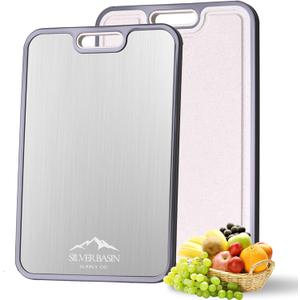 Double-Sided Titanium and Wheat Straw Cutting Board for Kitchen - Eco-Friendly, Large, Durable Chopping Board - Smart Kitchen Tools for Home Cooks and Chefs