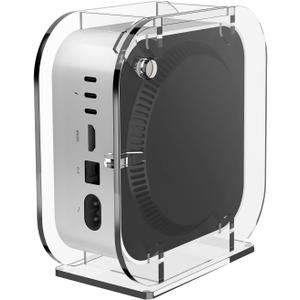 Acrylic Vertical Desktop Stand for Mac mini 2024, Upright Desk Holder Compatible with Mac mini M4 / M4 Pro, Space Saving, Heat Dissipation, Easy Access to Power Button (Clear)