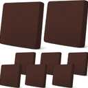 Newwiee 8Pcs Patio Cushion Covers Stretch Outdoor Cushion Cover Replacement for Patio Furniture Sofa Couch Slipcovers, Soft Flexibility Washable Furniture Protector(Waterproof Pure,Dark Coffee)